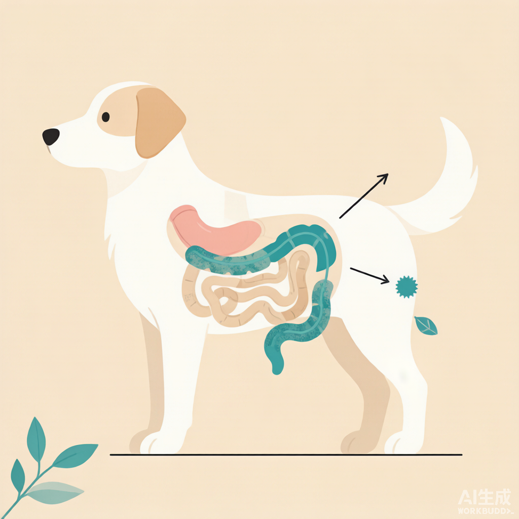Dog digestive system diagram highlighting the colon for colitis education
